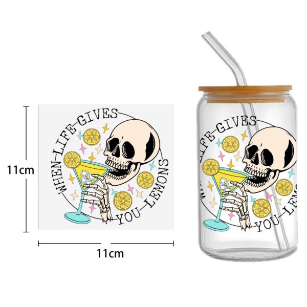 Skull Holloween 16oz Tumbler Template DTF Sticker Cup Cool Personalize UV Wrap Transfer Sticker Custom Label DIY Waterproof - Image 10