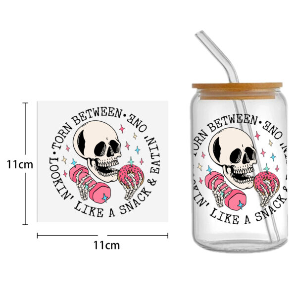 Skull Holloween 16oz Tumbler Template DTF Sticker Cup Cool Personalize UV Wrap Transfer Sticker Custom Label DIY Waterproof - Image 12