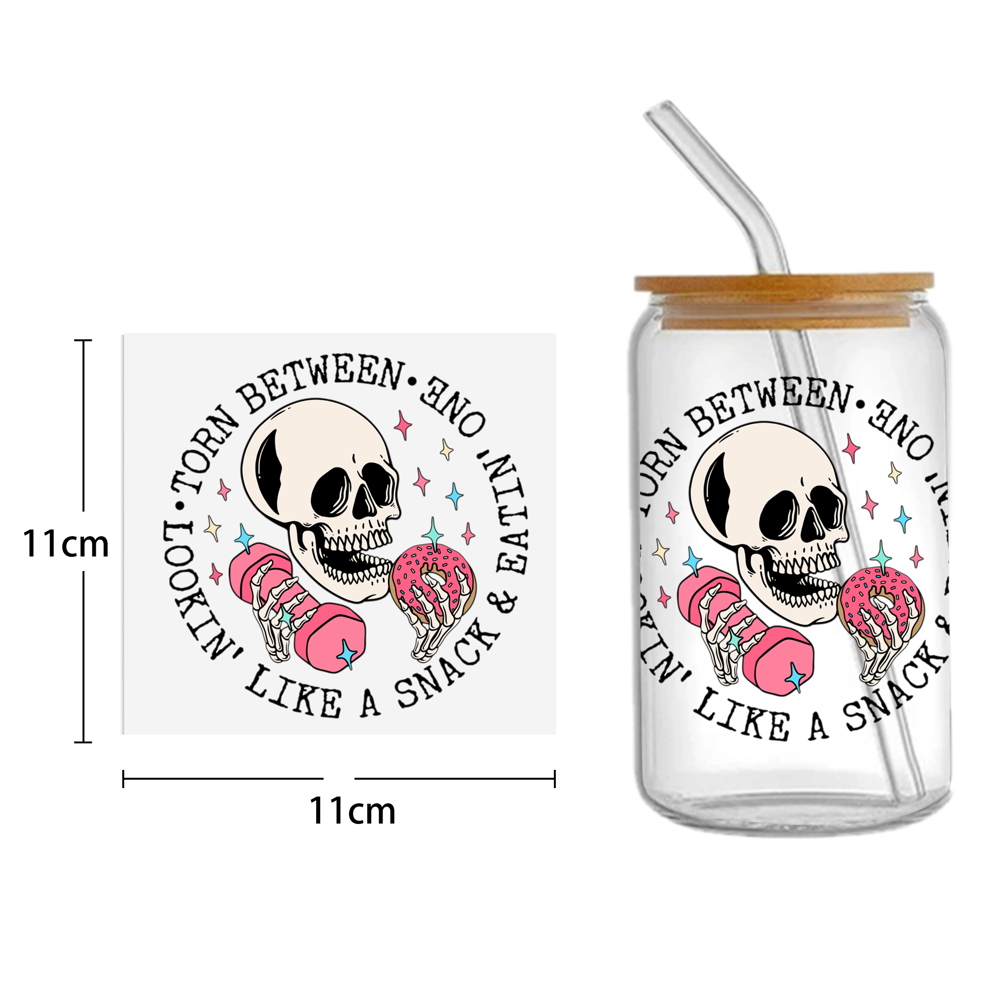 Skull Holloween 16oz Tumbler Template DTF Sticker Cup Cool Personalize UV Wrap Transfer Sticker Custom Label DIY Waterproof - Image 12