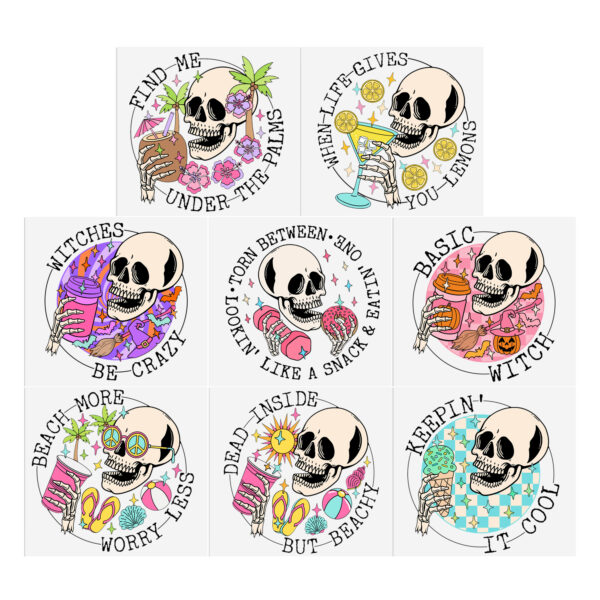 Skull Holloween 16oz Tumbler Template DTF Sticker Cup Cool Personalize UV Wrap Transfer Sticker Custom Label DIY Waterproof - Image 15