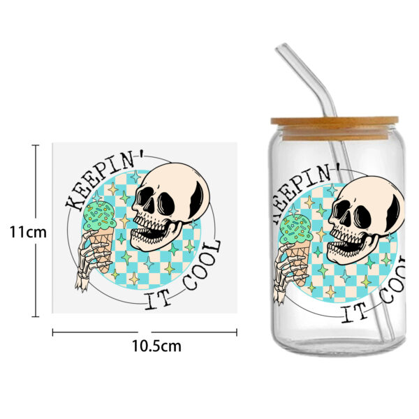 Skull Holloween 16oz Tumbler Template DTF Sticker Cup Cool Personalize UV Wrap Transfer Sticker Custom Label DIY Waterproof - Image 17