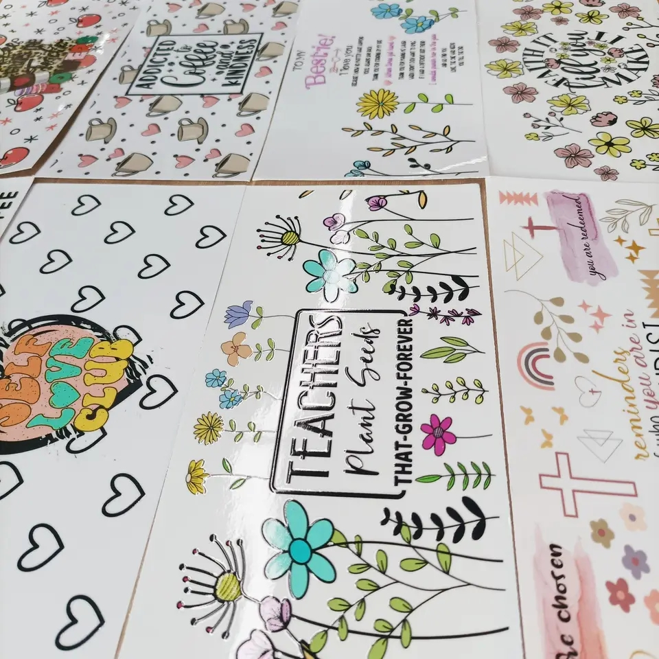 3D UV Dtf Wraps Transfers Spring Farm Print Sticker Decals Retro Sunflower Waterproof Custom UV DTF Sticker - Image 2