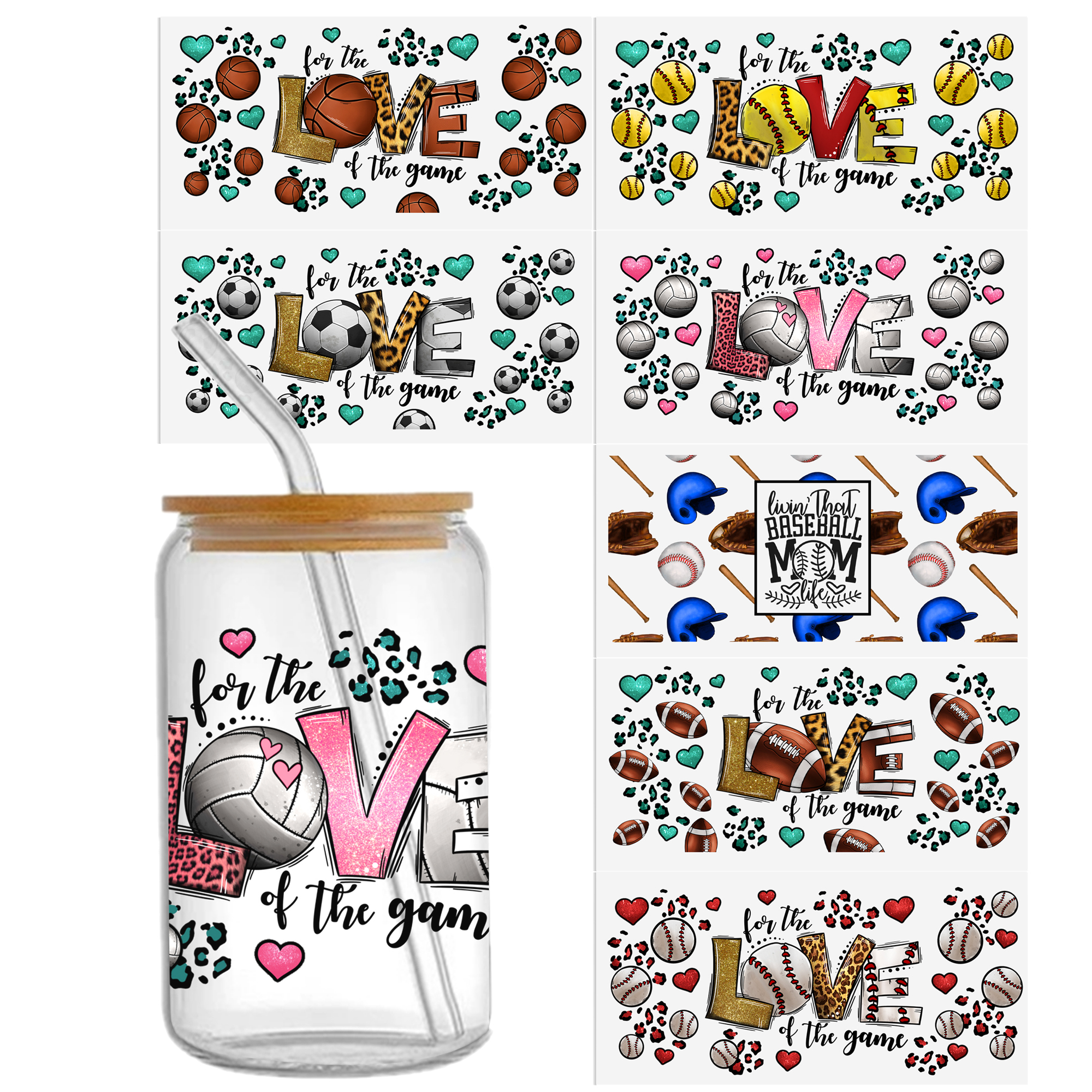 Baseball Basketball DTF Sticker For Cups Personalize UV Wrap Transfer Sticker Custom Labels DIY Logo Waterproof - Image 9