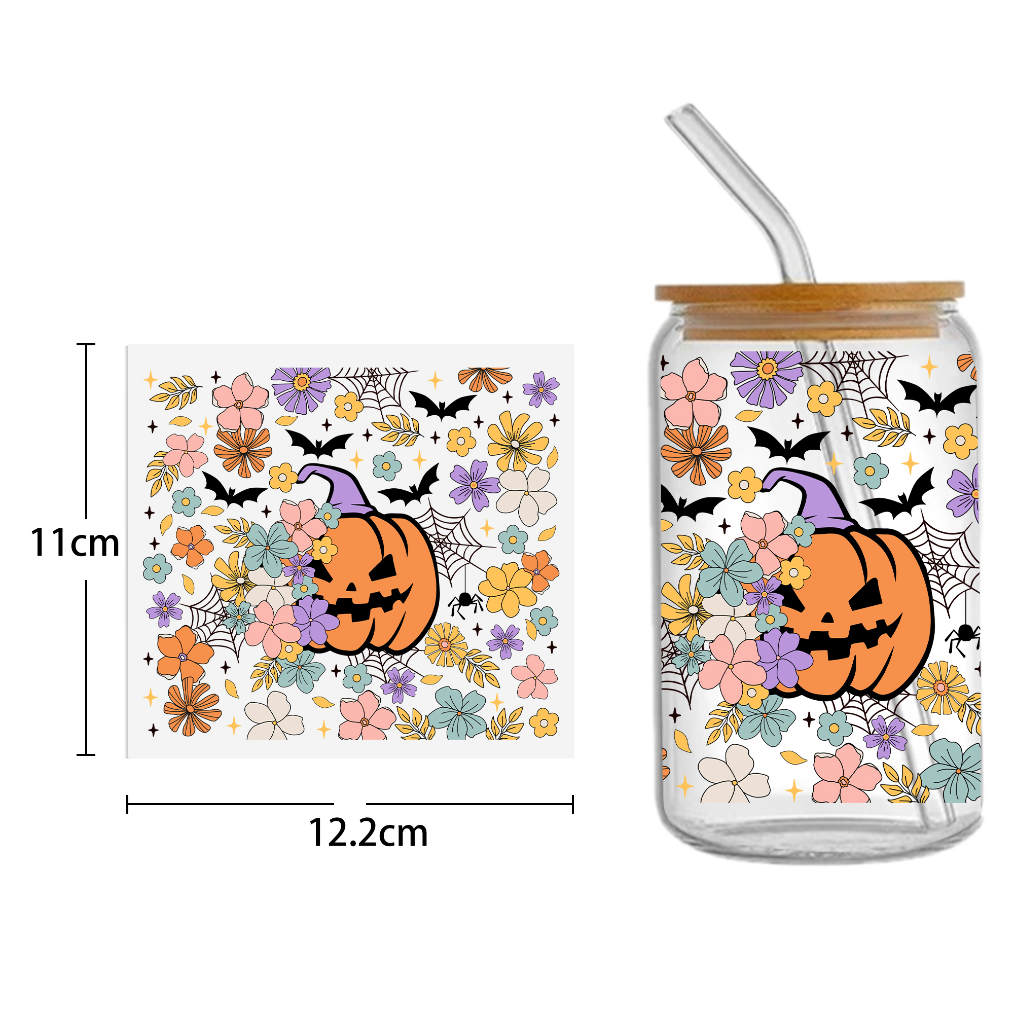 Halloween Ghost DTF Sticker For Cups Personalize UV Wrap Transfer Sticker Custom Labels DIY Logo Waterproof - Image 4