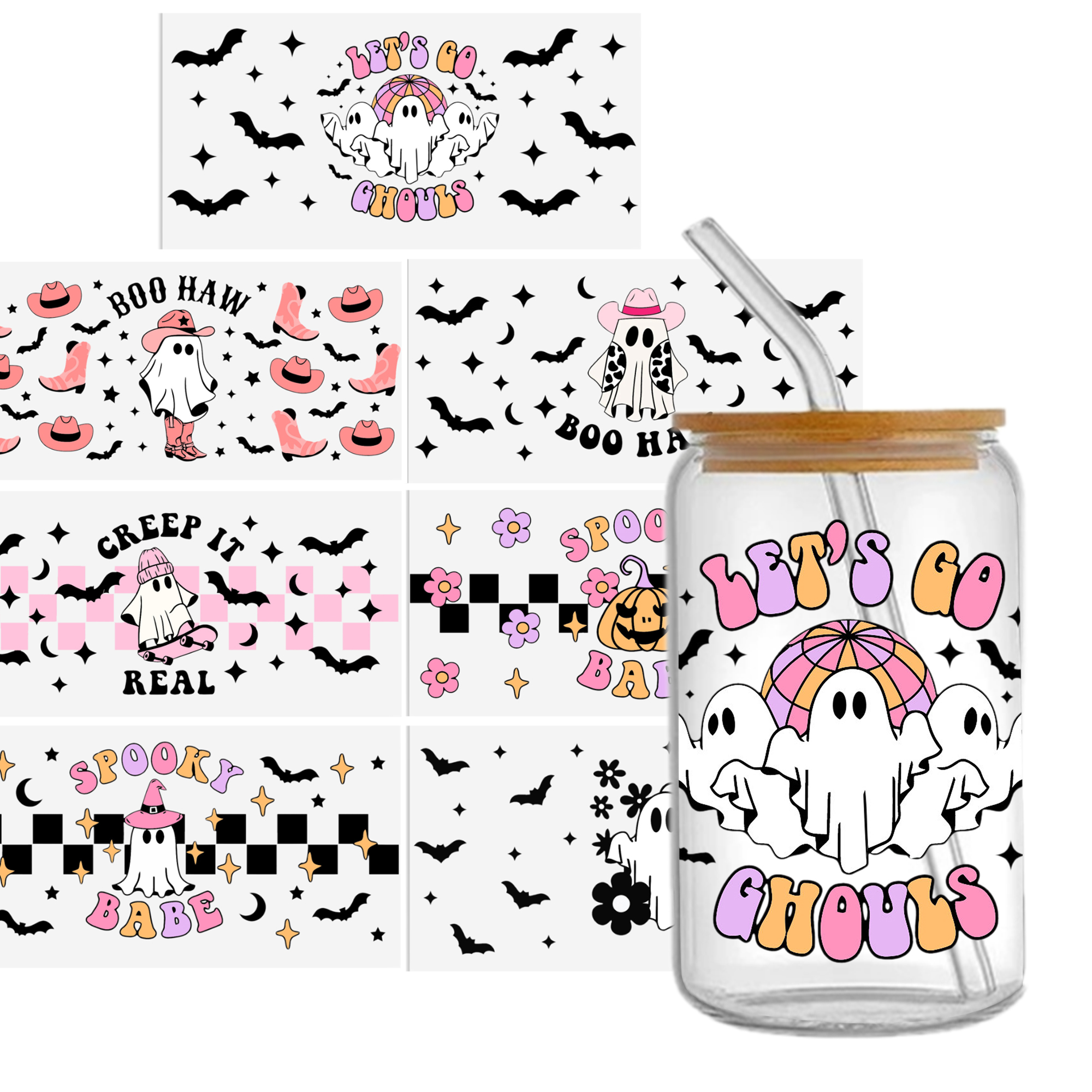 Halloween Ghost DTF Sticker For Cups Personalize UV Wrap Transfer Sticker Custom Labels DIY Logo Waterproof - Image 7