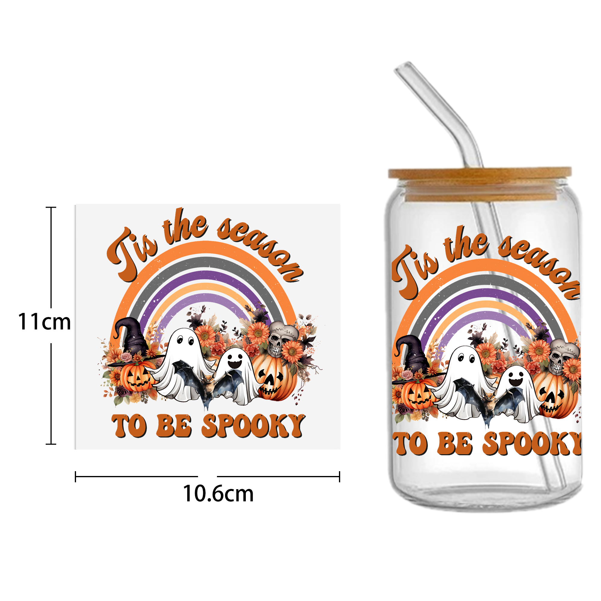 Halloween Ghost DTF Sticker For Cups Personalize UV Wrap Transfer Sticker Custom Labels DIY Logo Waterproof - Image 10