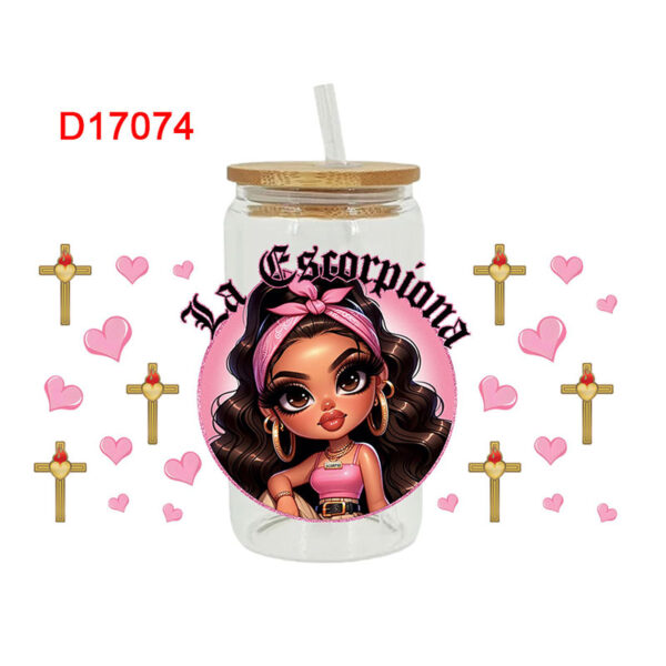 Cholo Girls Themed UV DTF Transfer Sticker For The 16oz Libbey Glasses Wraps Cup Can DIY Waterproo