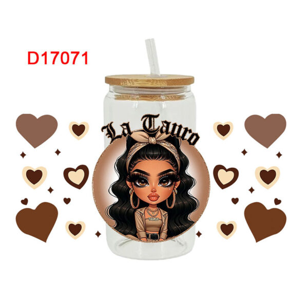Cholo Girls Themed UV DTF Transfer Sticker For The 16oz Libbey Glasses Wraps Cup Can DIY Waterproo - Image 2