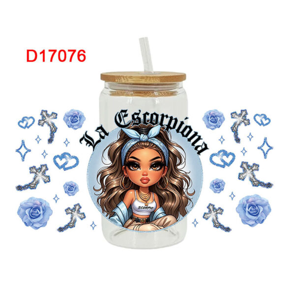 Cholo Girls Themed UV DTF Transfer Sticker For The 16oz Libbey Glasses Wraps Cup Can DIY Waterproo - Image 3