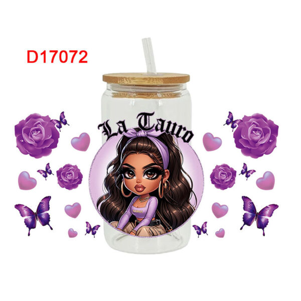 Cholo Girls Themed UV DTF Transfer Sticker For The 16oz Libbey Glasses Wraps Cup Can DIY Waterproo - Image 5