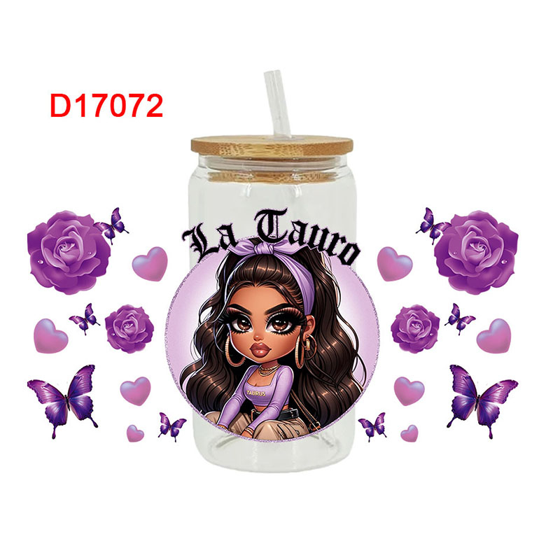 Cholo Girls Themed UV DTF Transfer Sticker For The 16oz Libbey Glasses Wraps Cup Can DIY Waterproo - Image 5