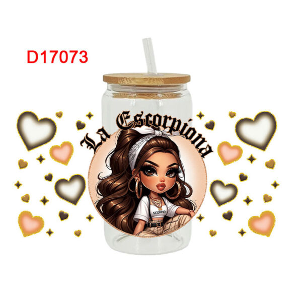 Cholo Girls Themed UV DTF Transfer Sticker For The 16oz Libbey Glasses Wraps Cup Can DIY Waterproo - Image 6