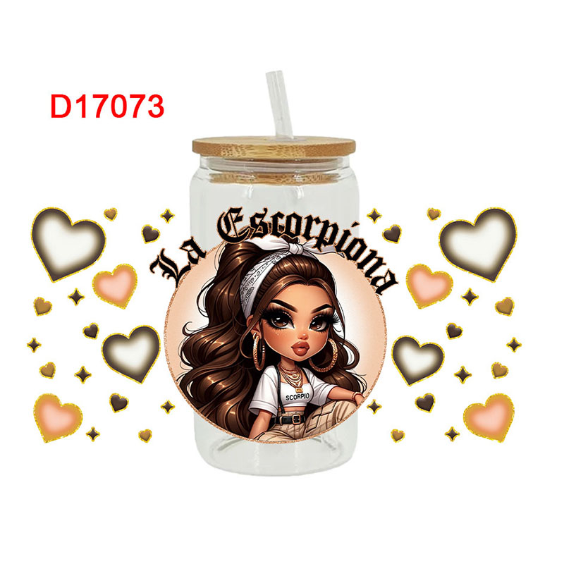 Cholo Girls Themed UV DTF Transfer Sticker For The 16oz Libbey Glasses Wraps Cup Can DIY Waterproo - Image 6