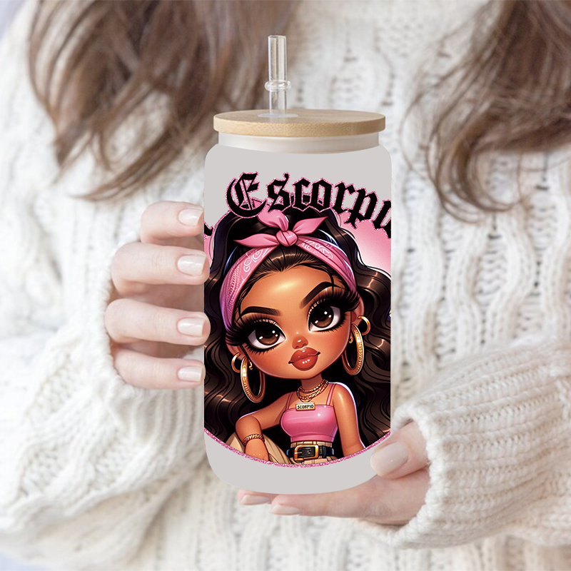 Cholo Girls Themed UV DTF Transfer Sticker For The 16oz Libbey Glasses Wraps Cup Can DIY Waterproo - Image 11