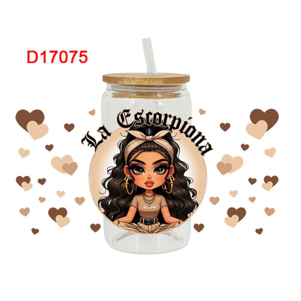 Cholo Girls Themed UV DTF Transfer Sticker For The 16oz Libbey Glasses Wraps Cup Can DIY Waterproo - Image 12