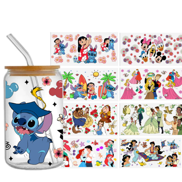 Stitch Princess DTF Sticker For Cups Cool Personalize UV Wrap Transfer Sticker Custom Labels DIY Logo Waterproof - Image 5