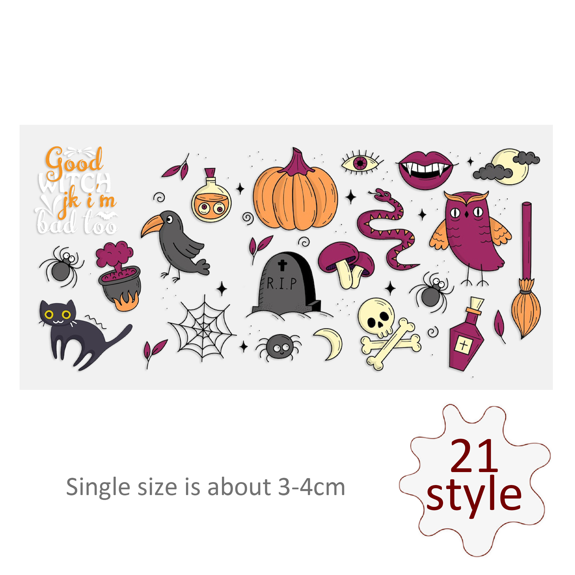 Halloween Skull UV DTF Sticker For Cups Laptop Wrap Transfer Sticker Custom Labels DIY Logo Waterproof - Image 6