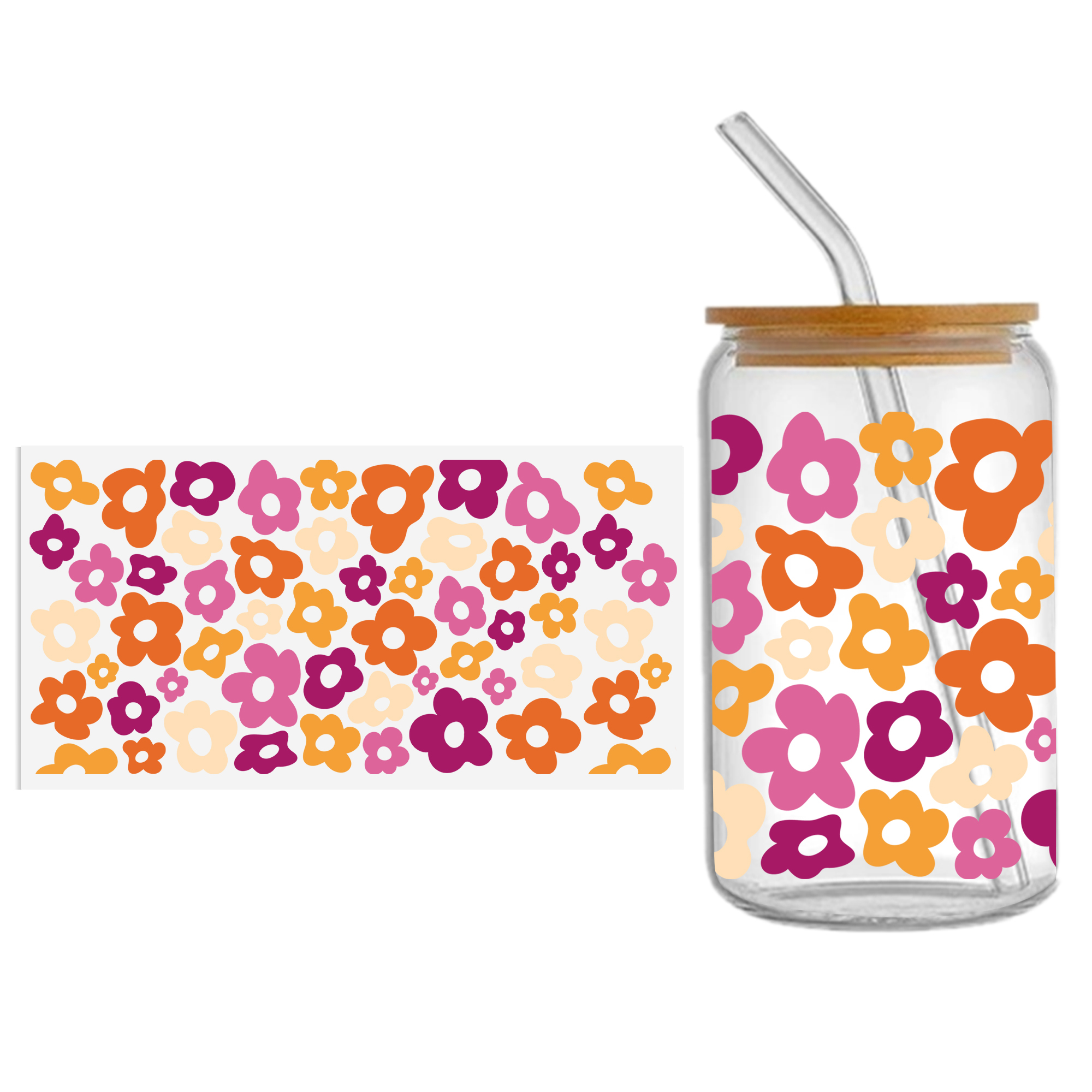 Flower Series 16oz DTF Sticker Cups Cool Personalize UV Wrap Transfer Sticker Custom Label DIY Logo Waterproof - Image 5