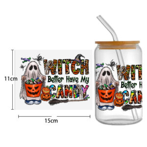 Halloween Jack 16oz DTF Sticker Cup Cool Personalize UV Wrap Transfer Sticker Custom Label DIY Logo Waterproof
