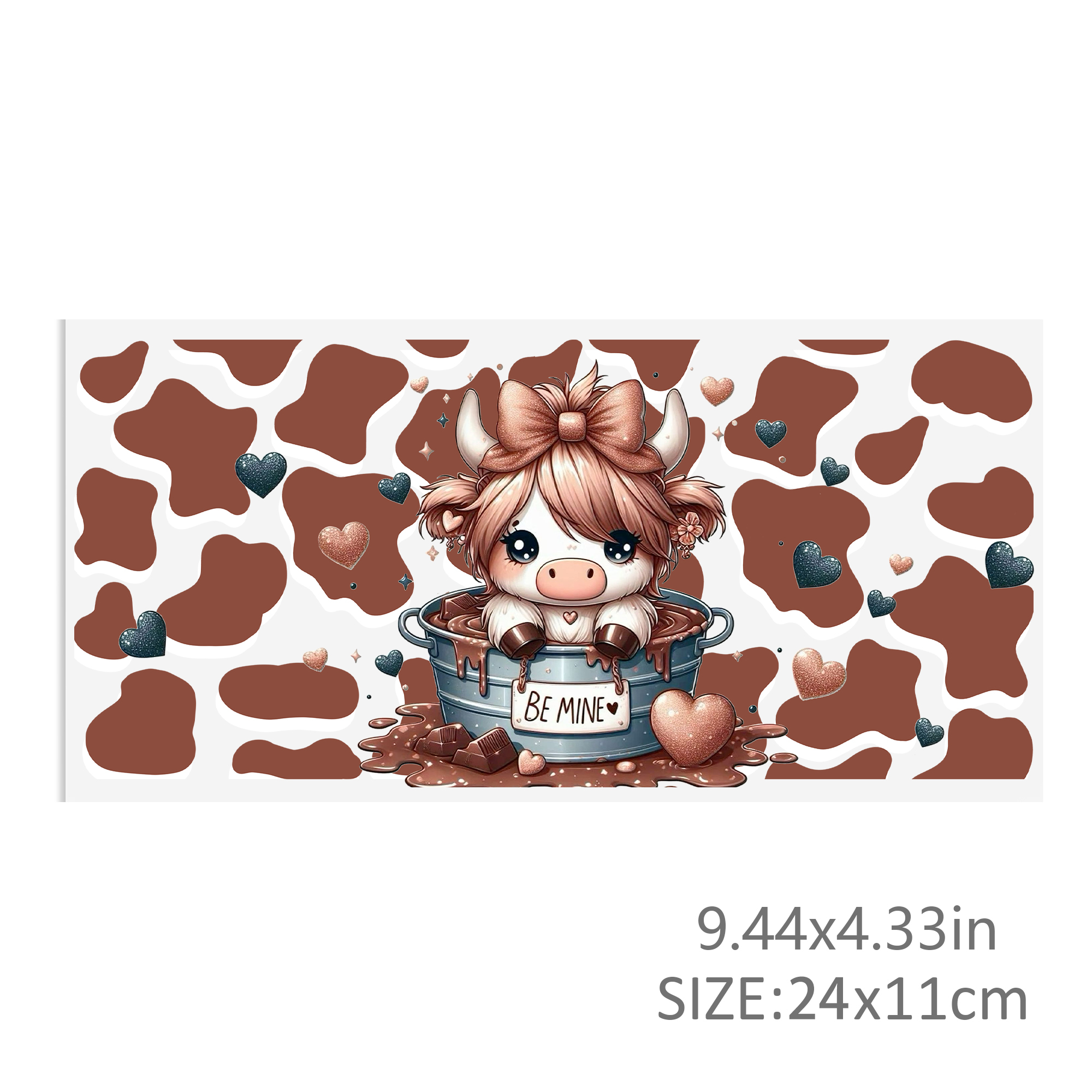 Cow Flower Waterproof Stickers UV DTF Sticker For 16oz Cups Transfer Sticker Custom Labels DIY Logo Waterproof