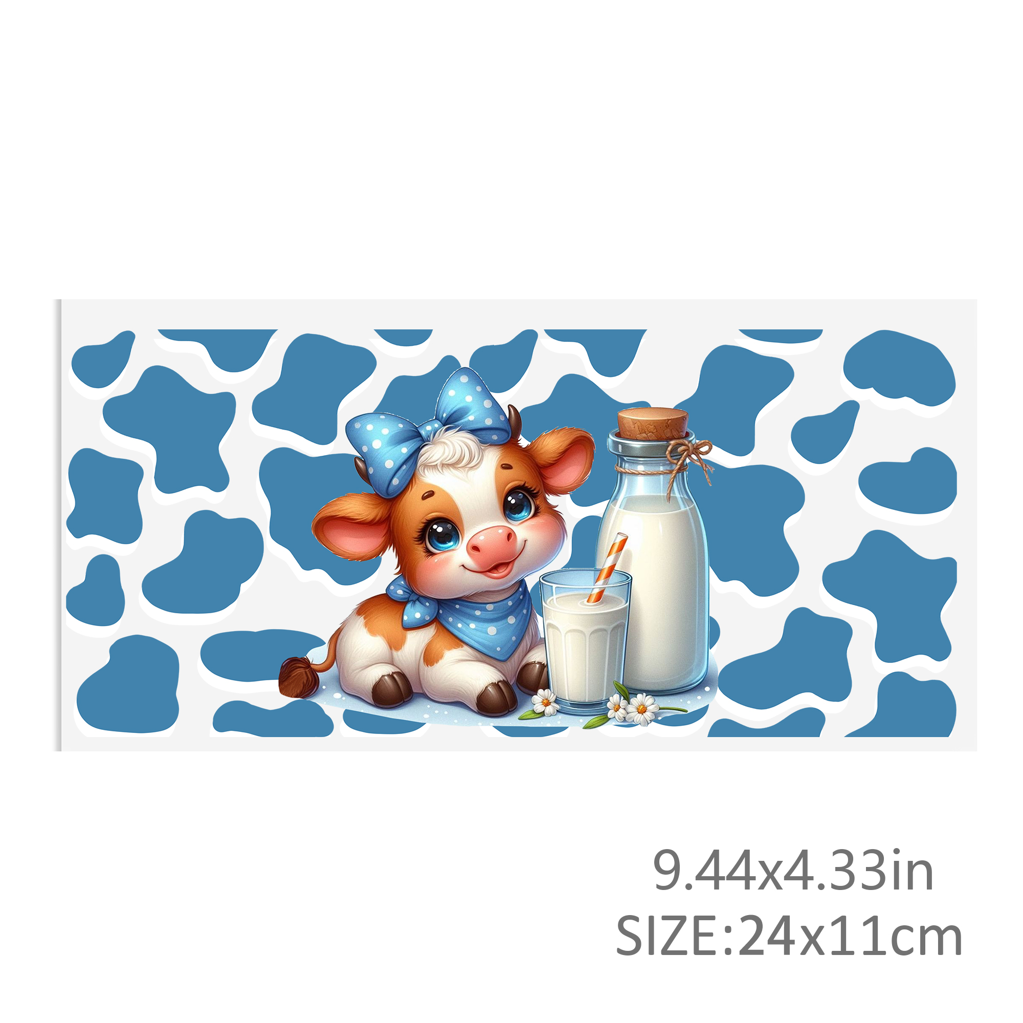 Cow Flower Waterproof Stickers UV DTF Sticker For 16oz Cups Transfer Sticker Custom Labels DIY Logo Waterproof - Image 3