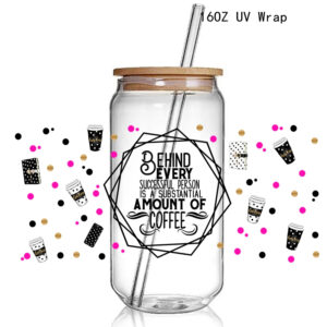 3D UV Dtf Wraps Transfers A mount of Coffee Print Sticker Decals Words Waterproof Custom UV DTF Sticker