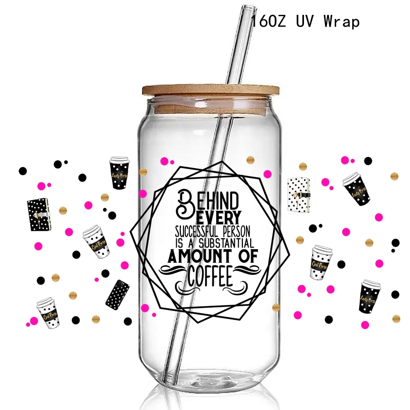 3D UV Dtf Wraps Transfers A mount of Coffee Print Sticker Decals Words Waterproof Custom UV DTF Sticker