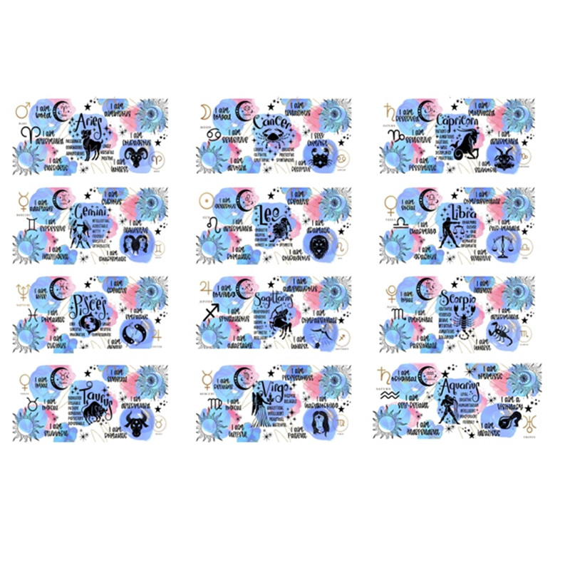 12+ Fashion Nice Zodiac Signs UV DTF Sticker Wraps 16OZ Glass Cup Can Wrap Transfer Sticker Custom Labels - Image 13