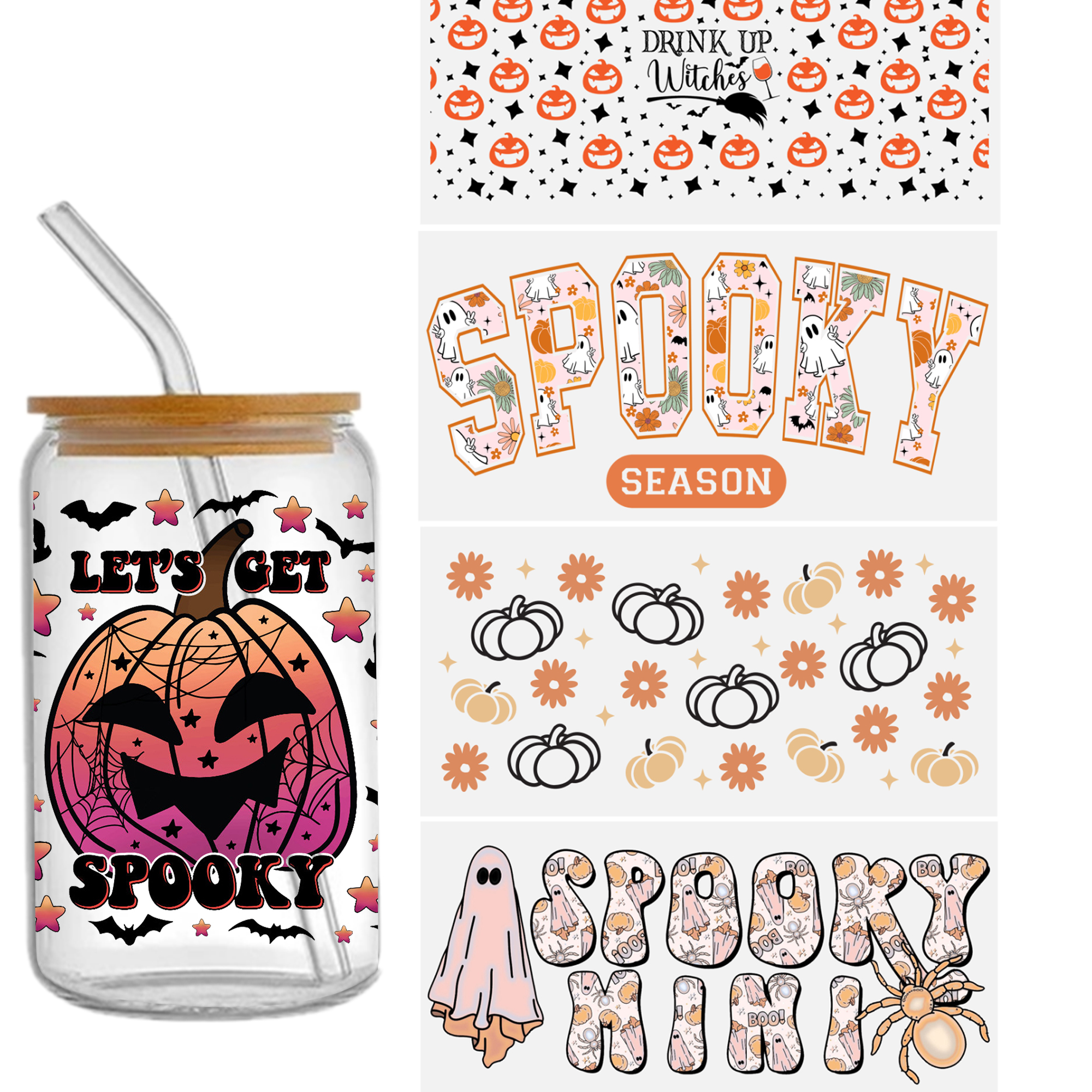 Pumpkin Spooky 16oz DTF Sticker Cups Cool Personalize UV Wrap Transfer Sticker Custom Labels DIY Logo Waterproof - Image 11
