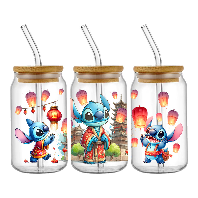 Disney Stitch 16oz DTF Sticker Cup Cool Personalize UV Wrap Transfer Sticker Custom Label DIY Logo - Image 2