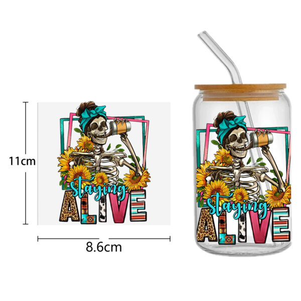 Skeleton Halloween 16oz Tumbler Template DTF Sticker Cup Cool Personalize UV Wrap Transfer Sticker Custom Label DIY Waterproof - Image 2