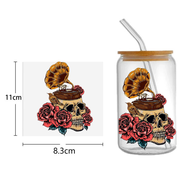 Skeleton Halloween 16oz Tumbler Template DTF Sticker Cup Cool Personalize UV Wrap Transfer Sticker Custom Label DIY Waterproof - Image 4