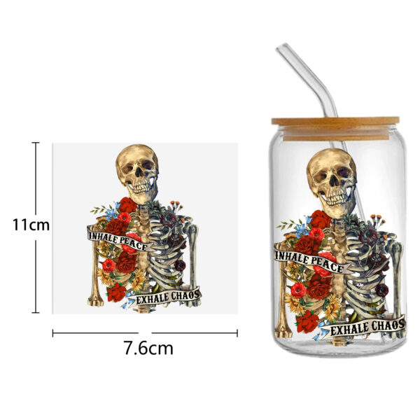 Skeleton Halloween 16oz Tumbler Template DTF Sticker Cup Cool Personalize UV Wrap Transfer Sticker Custom Label DIY Waterproof - Image 6