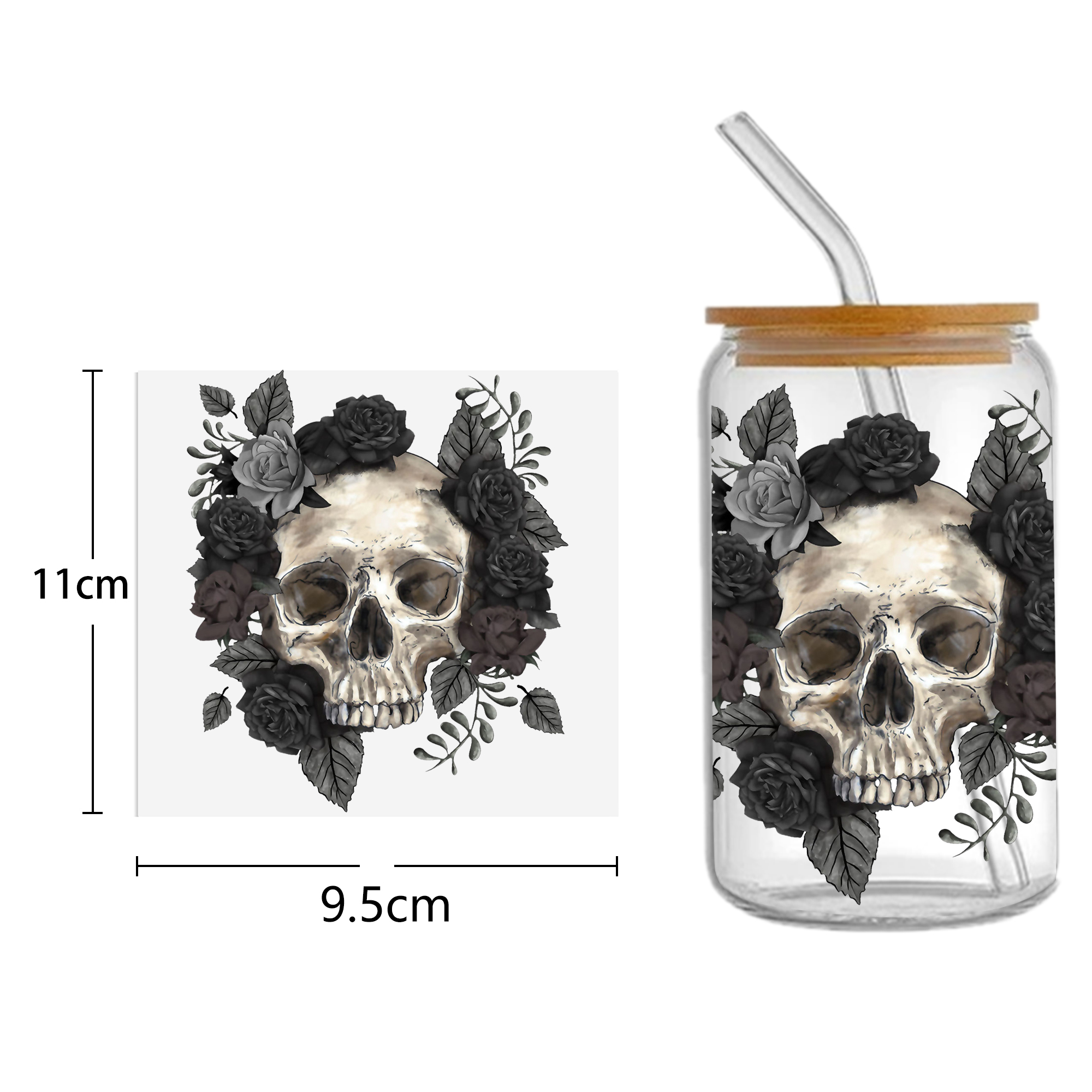 Skeleton Halloween 16oz Tumbler Template DTF Sticker Cup Cool Personalize UV Wrap Transfer Sticker Custom Label DIY Waterproof - Image 7