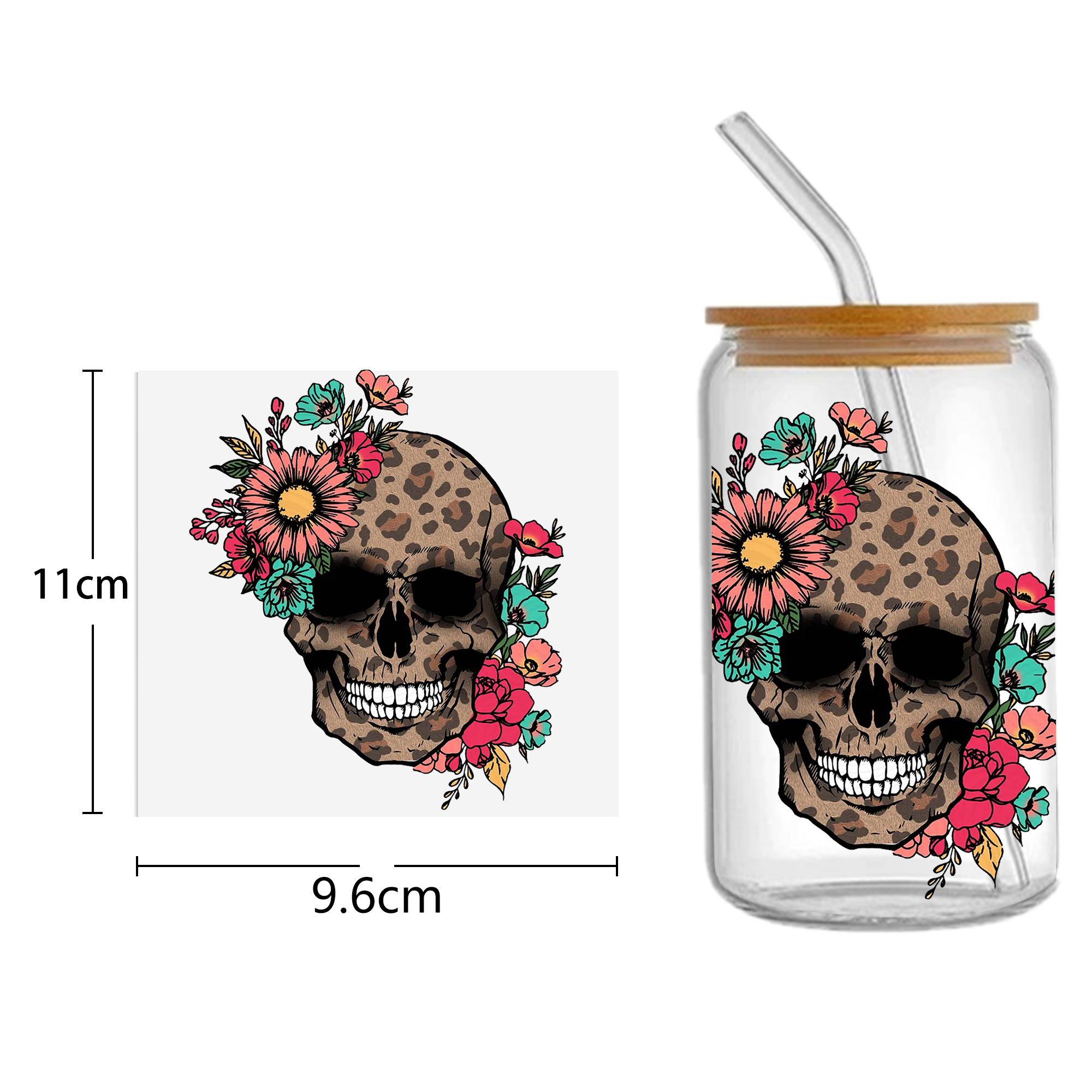 Skeleton Halloween 16oz Tumbler Template DTF Sticker Cup Cool Personalize UV Wrap Transfer Sticker Custom Label DIY Waterproof - Image 9