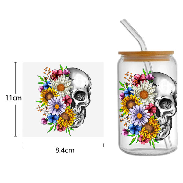 Skeleton Halloween 16oz Tumbler Template DTF Sticker Cup Cool Personalize UV Wrap Transfer Sticker Custom Label DIY Waterproof - Image 11