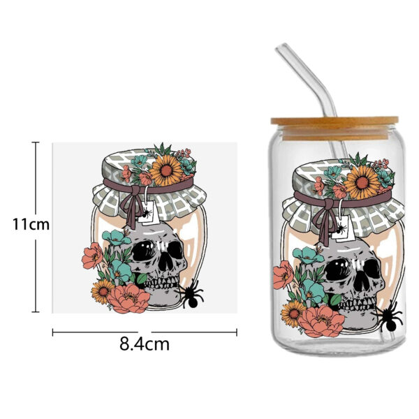 Skeleton Halloween 16oz Tumbler Template DTF Sticker Cup Cool Personalize UV Wrap Transfer Sticker Custom Label DIY Waterproof - Image 12