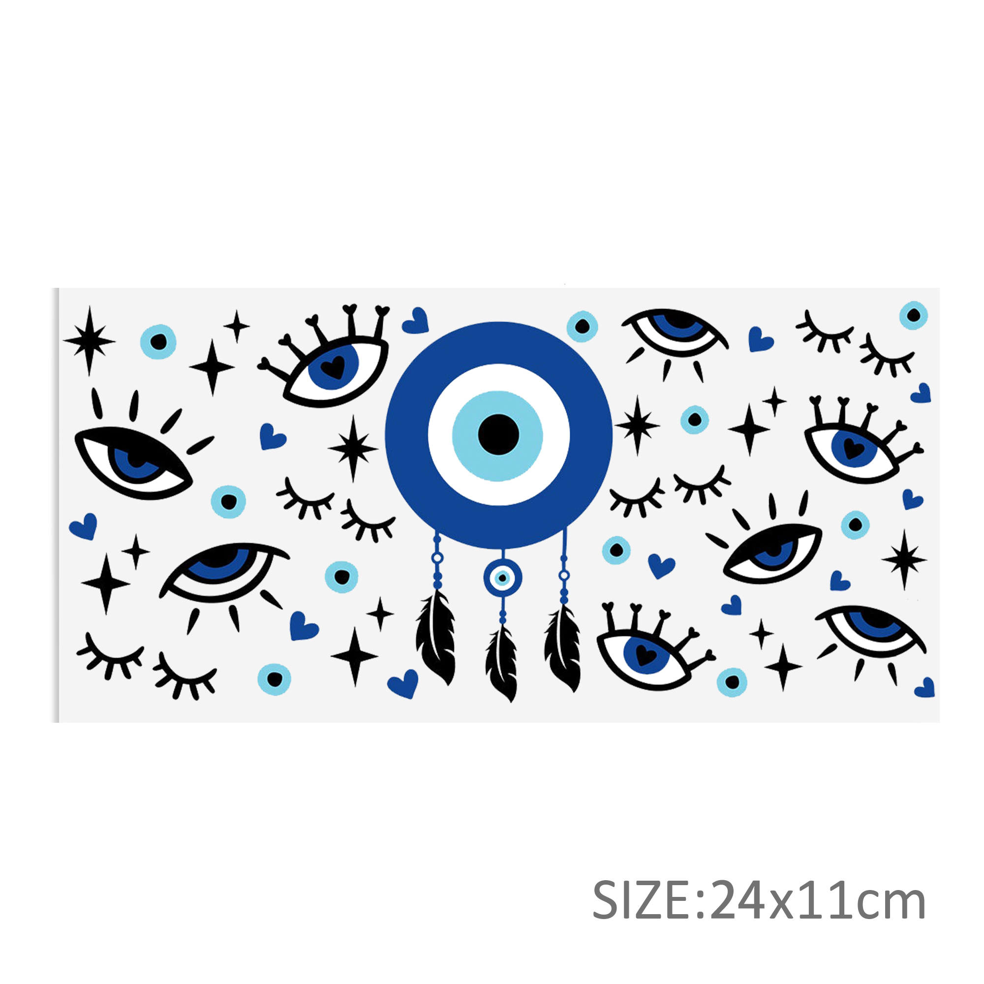 Blue Eyes Beads 16oz DTF Sticker Cups Cool Personalize UV Wrap Transfer Sticker Labels DIY Logo Waterproof - Image 3