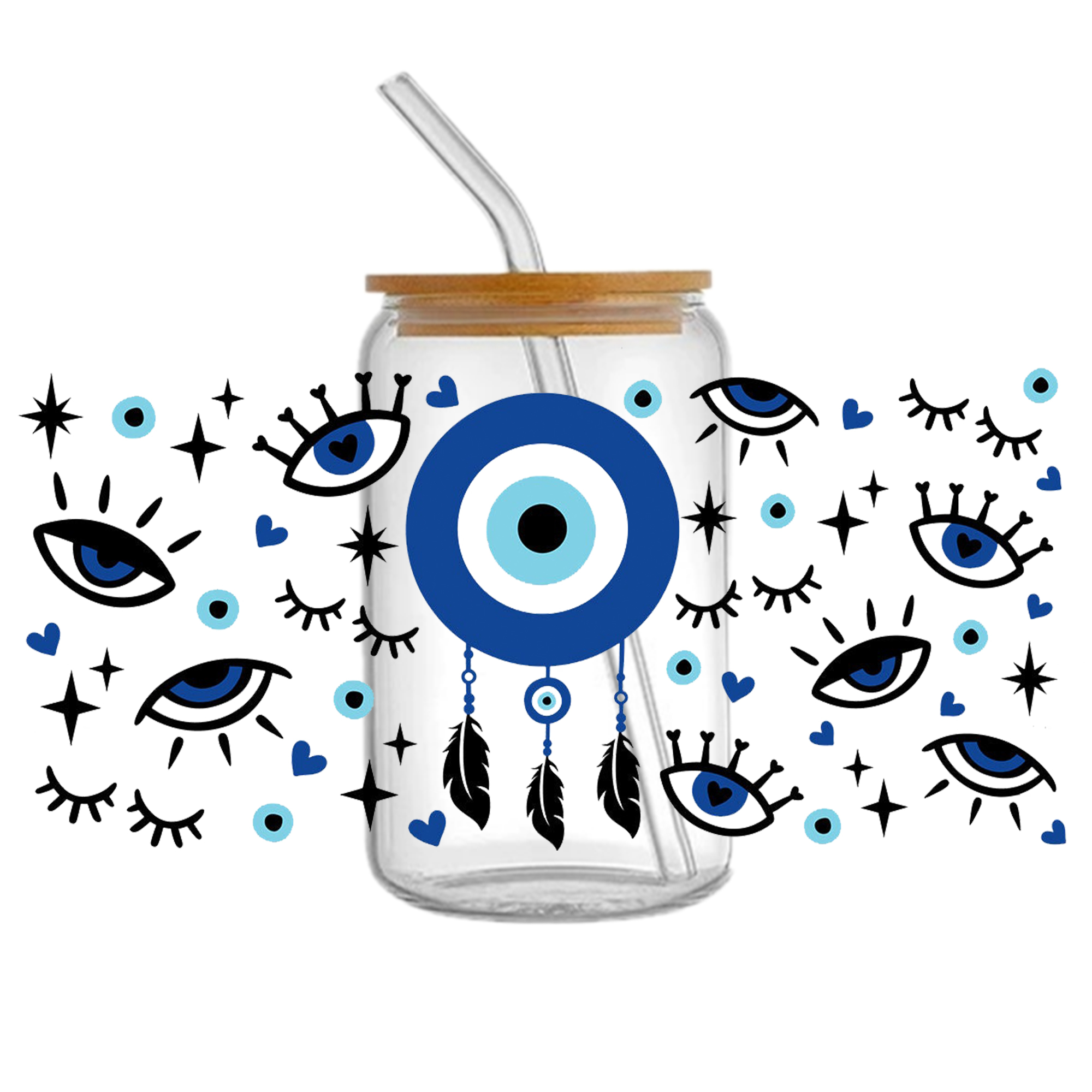 Blue Eyes Beads 16oz DTF Sticker Cups Cool Personalize UV Wrap Transfer Sticker Labels DIY Logo Waterproof - Image 7