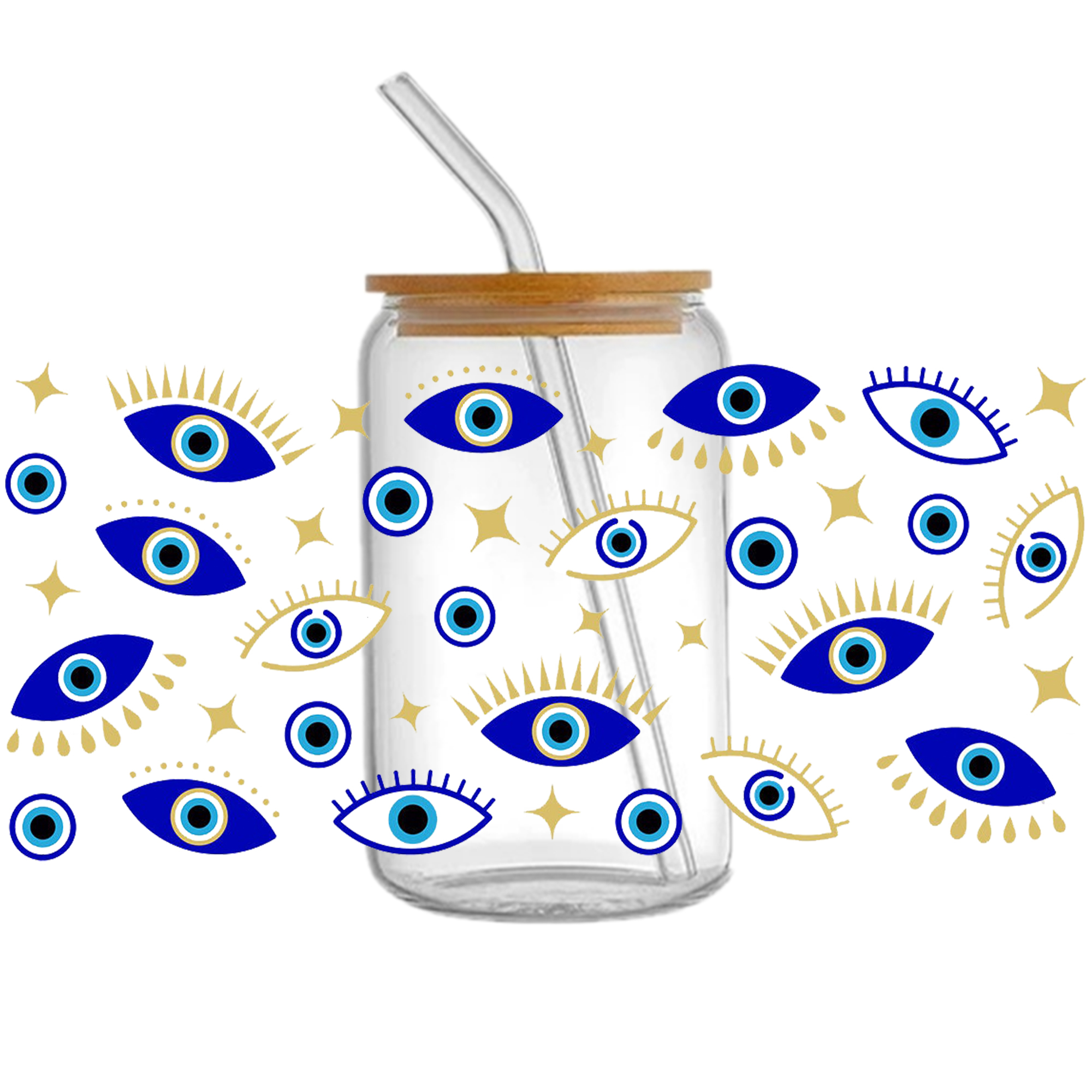 Blue Eyes Beads 16oz DTF Sticker Cups Cool Personalize UV Wrap Transfer Sticker Labels DIY Logo Waterproof - Image 8