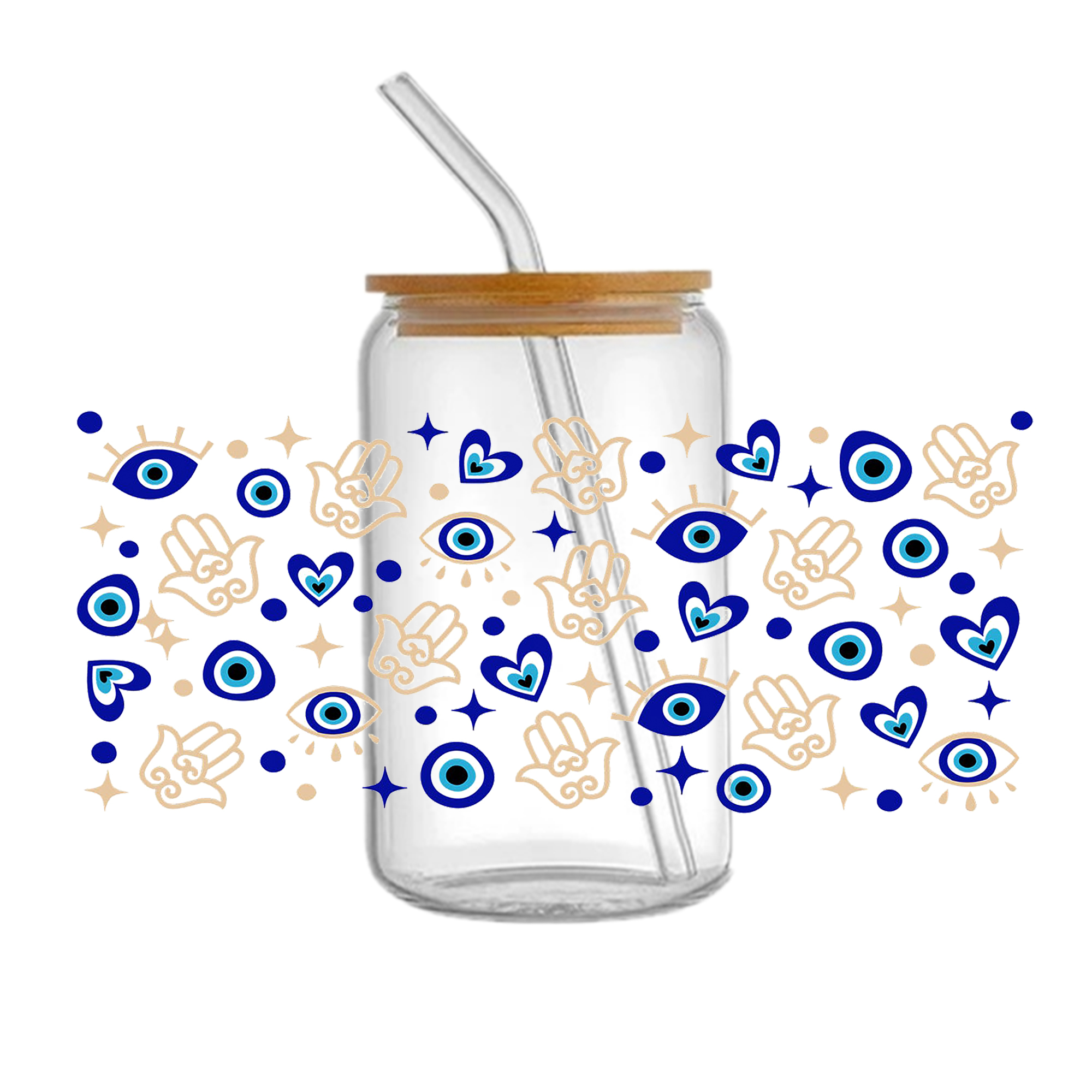 Blue Eyes Beads 16oz DTF Sticker Cups Cool Personalize UV Wrap Transfer Sticker Labels DIY Logo Waterproof - Image 9
