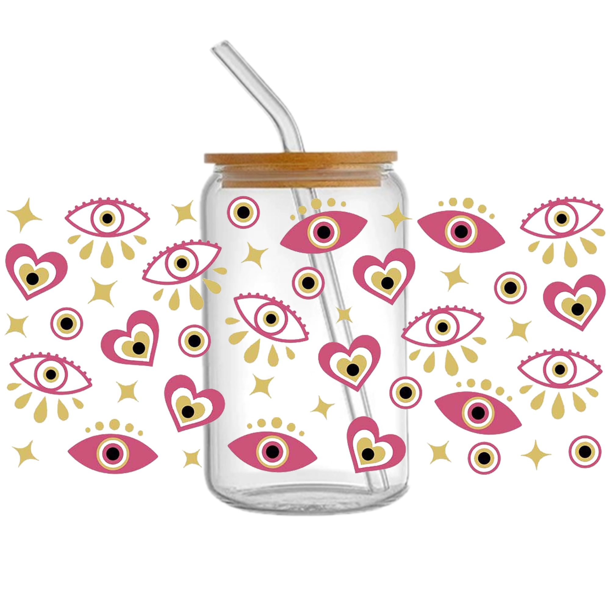 Blue Eyes Beads 16oz DTF Sticker Cups Cool Personalize UV Wrap Transfer Sticker Labels DIY Logo Waterproof - Image 10