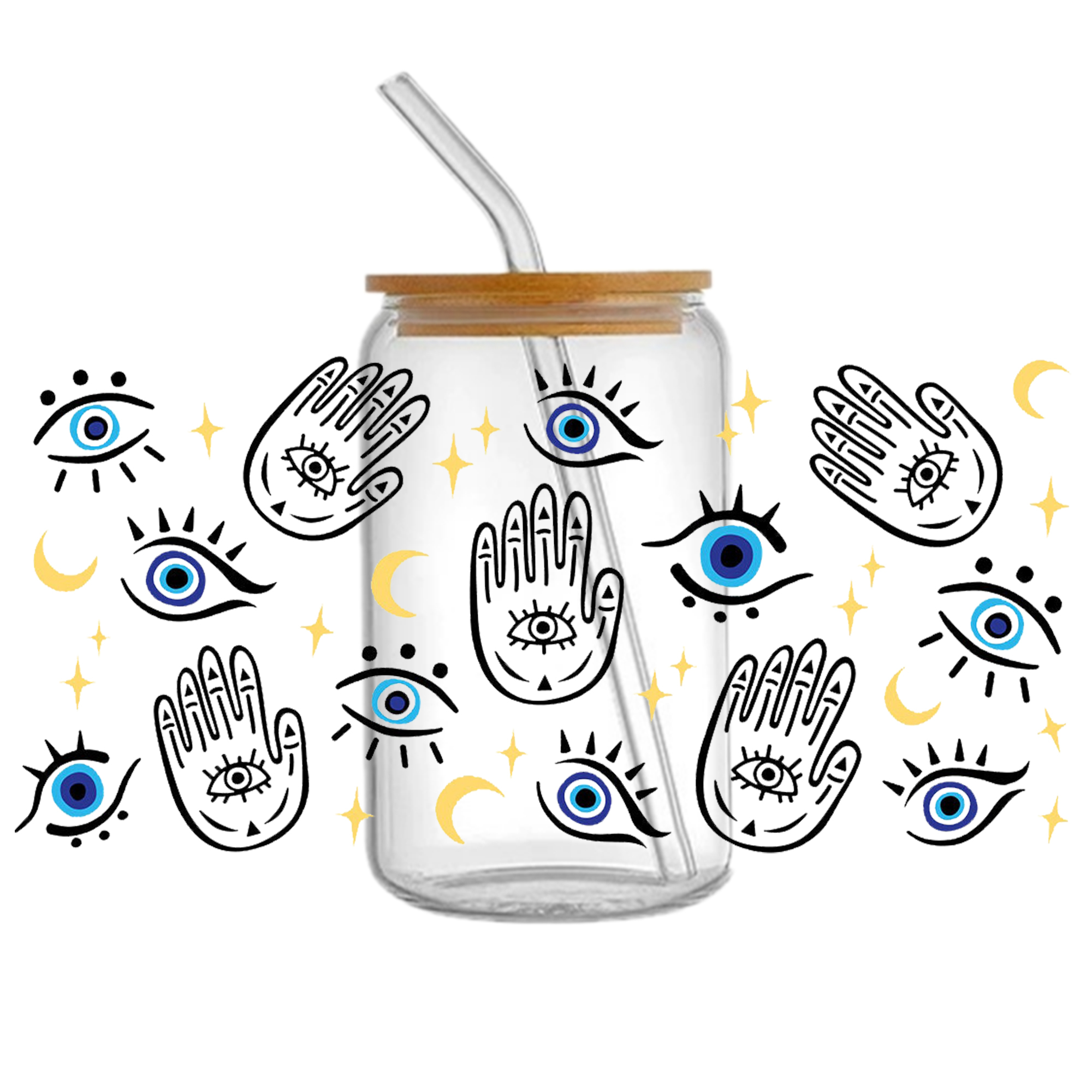 Blue Eyes Beads 16oz DTF Sticker Cups Cool Personalize UV Wrap Transfer Sticker Labels DIY Logo Waterproof - Image 11