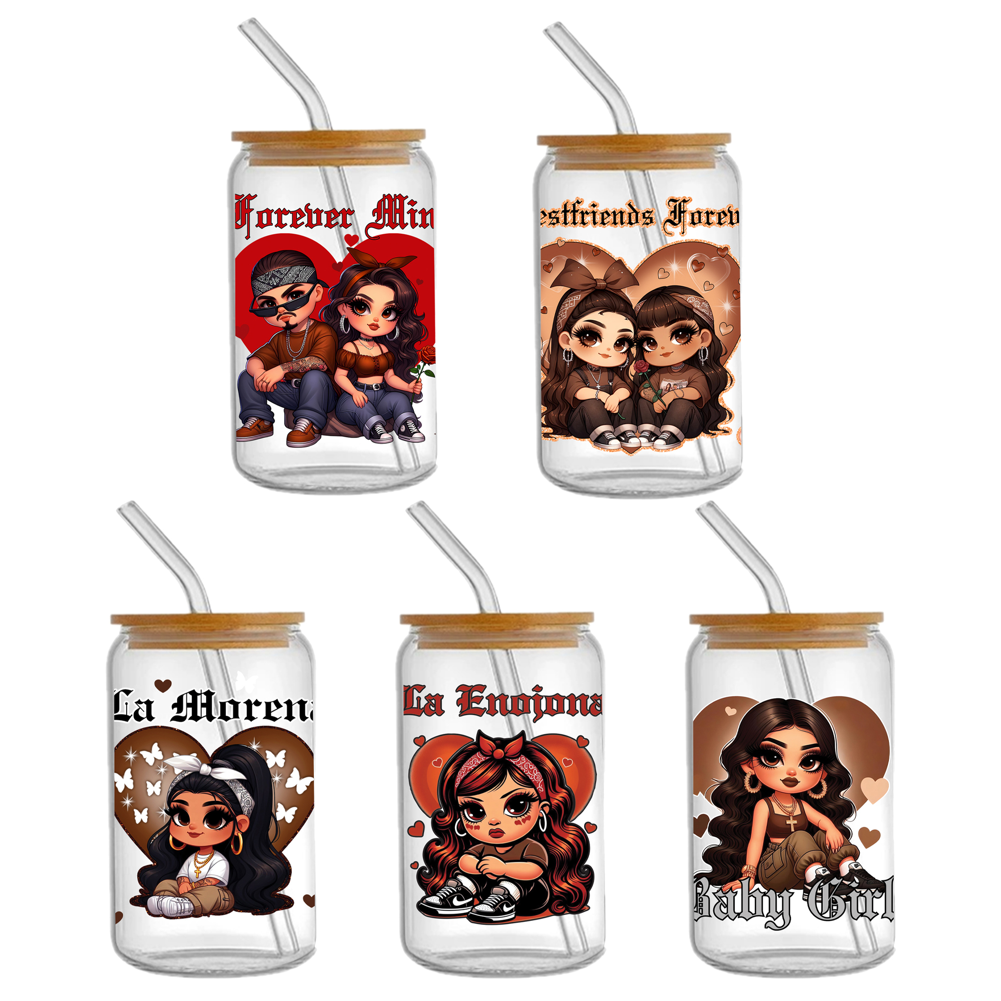 Cute Girl UV DTF Sticker For 16oz Cups Wrap Transfer Sticker Custom Labels DIY Logo Waterproof - Image 8
