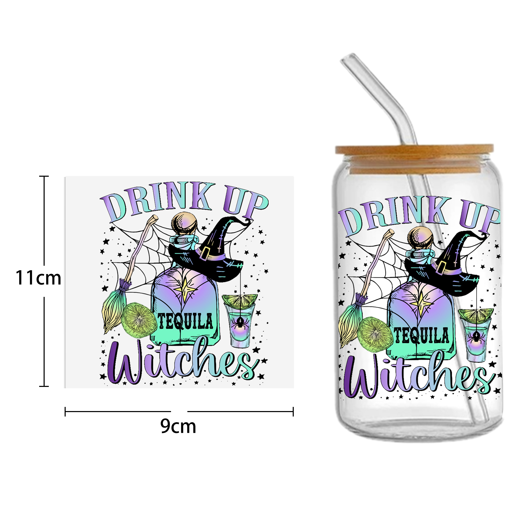 Halloween Skull 16oz Tumbler Template DTF Sticker Cup Cool Personalize UV Wrap Transfer Sticker Custom Label DIY Waterproof - Image 9