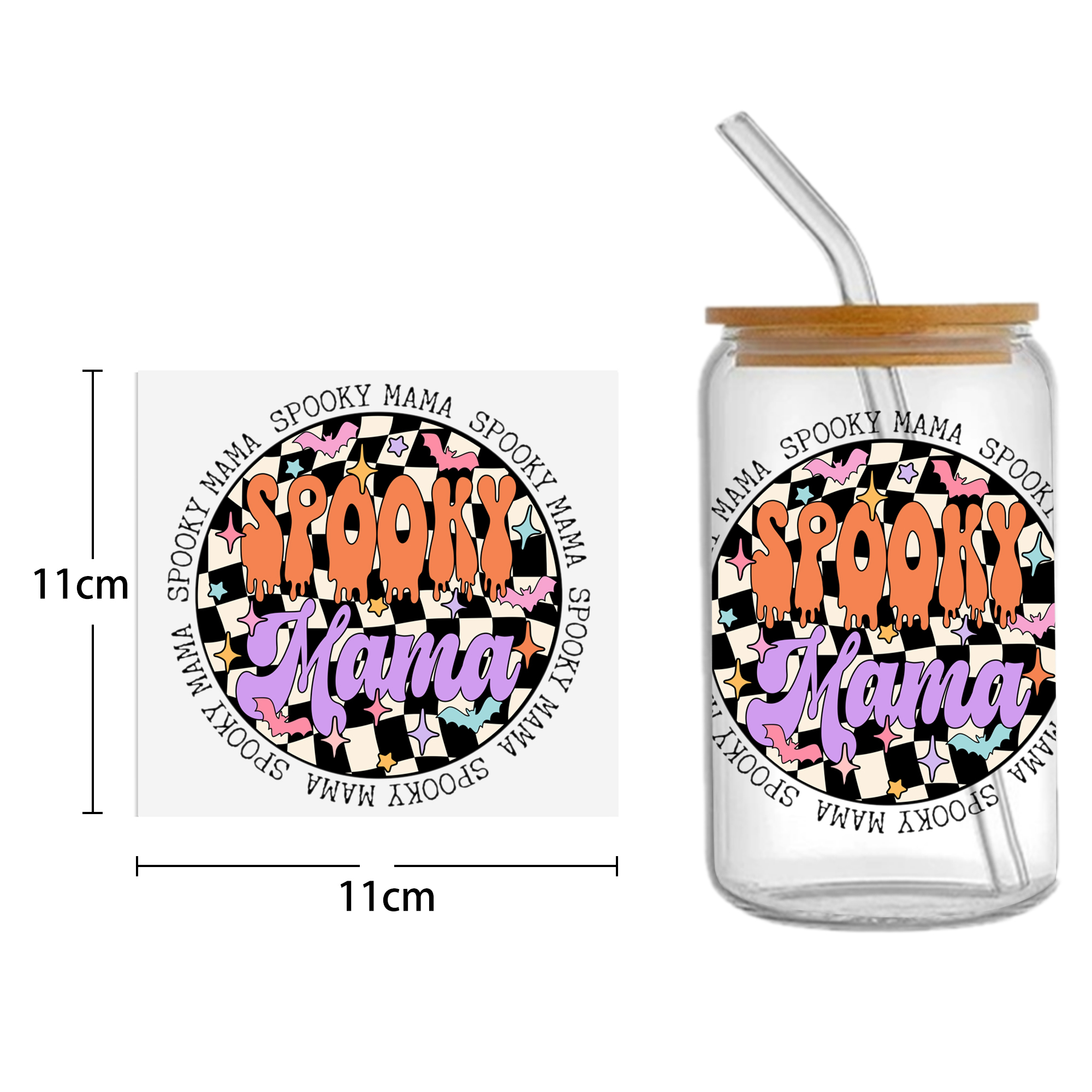Halloween Skull 16oz Tumbler Template DTF Sticker Cup Cool Personalize UV Wrap Transfer Sticker Custom Label DIY Waterproof - Image 11