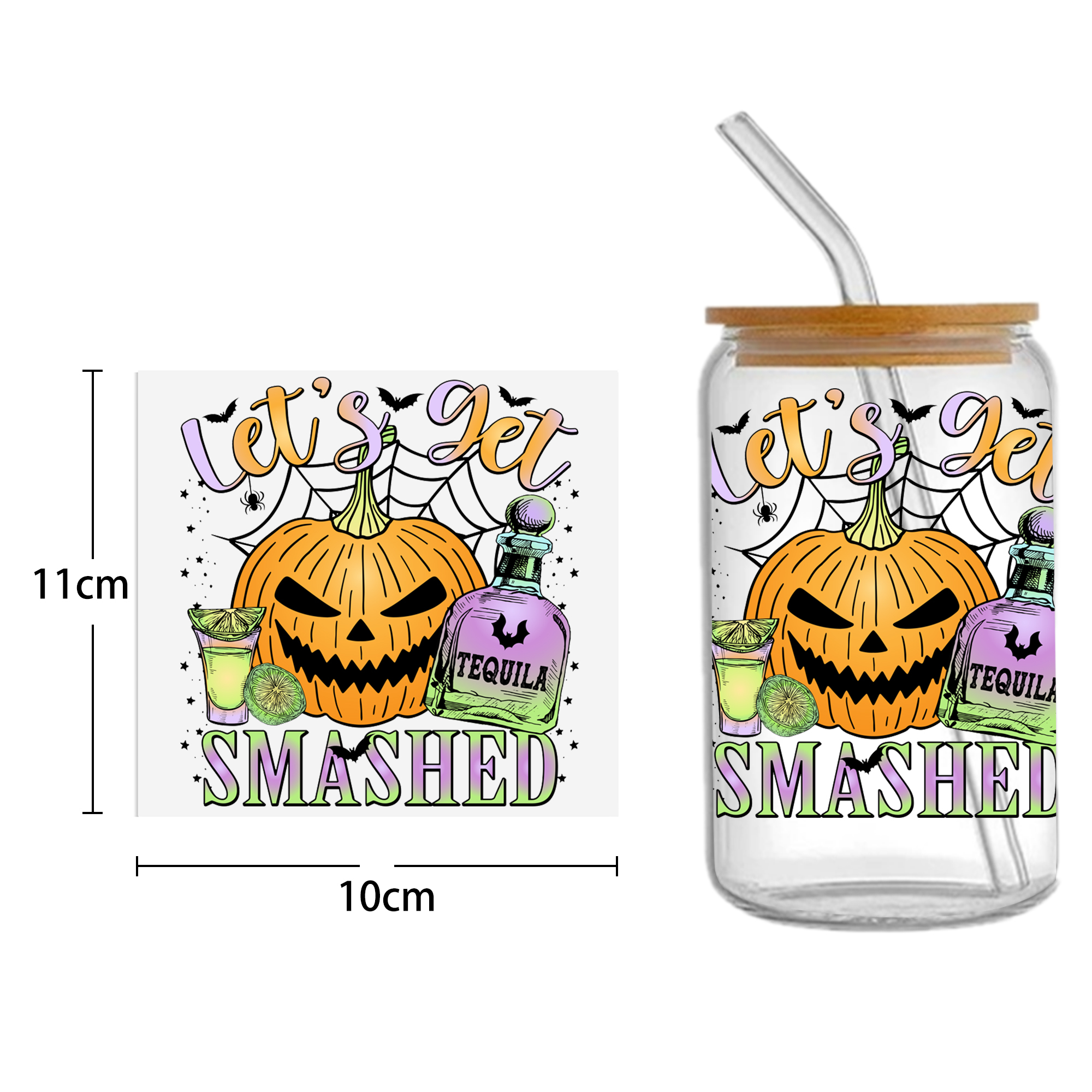 Halloween Skull 16oz Tumbler Template DTF Sticker Cup Cool Personalize UV Wrap Transfer Sticker Custom Label DIY Waterproof - Image 15
