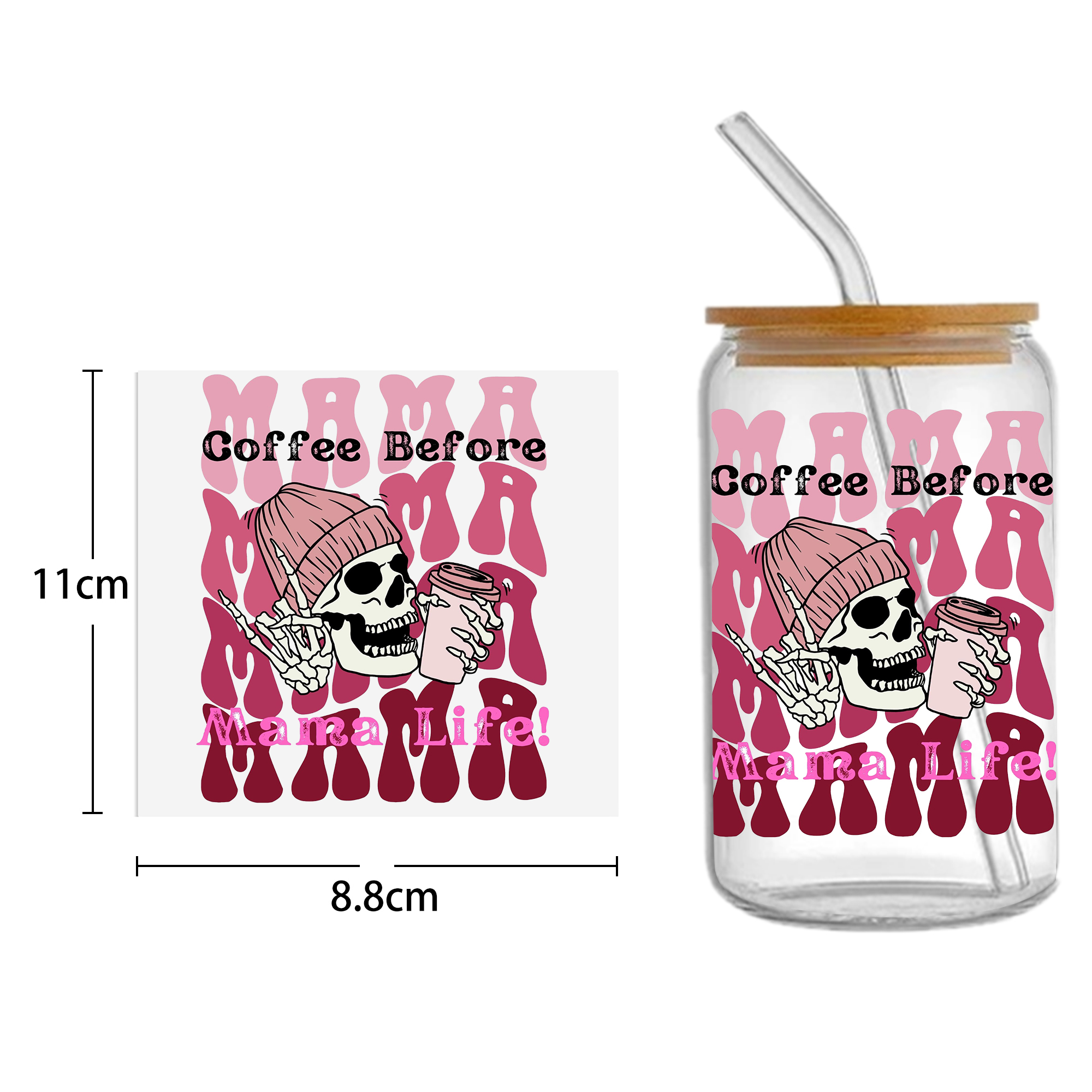 Halloween Skull 16oz Tumbler Template DTF Sticker Cup Cool Personalize UV Wrap Transfer Sticker Custom Label DIY Waterproof - Image 17