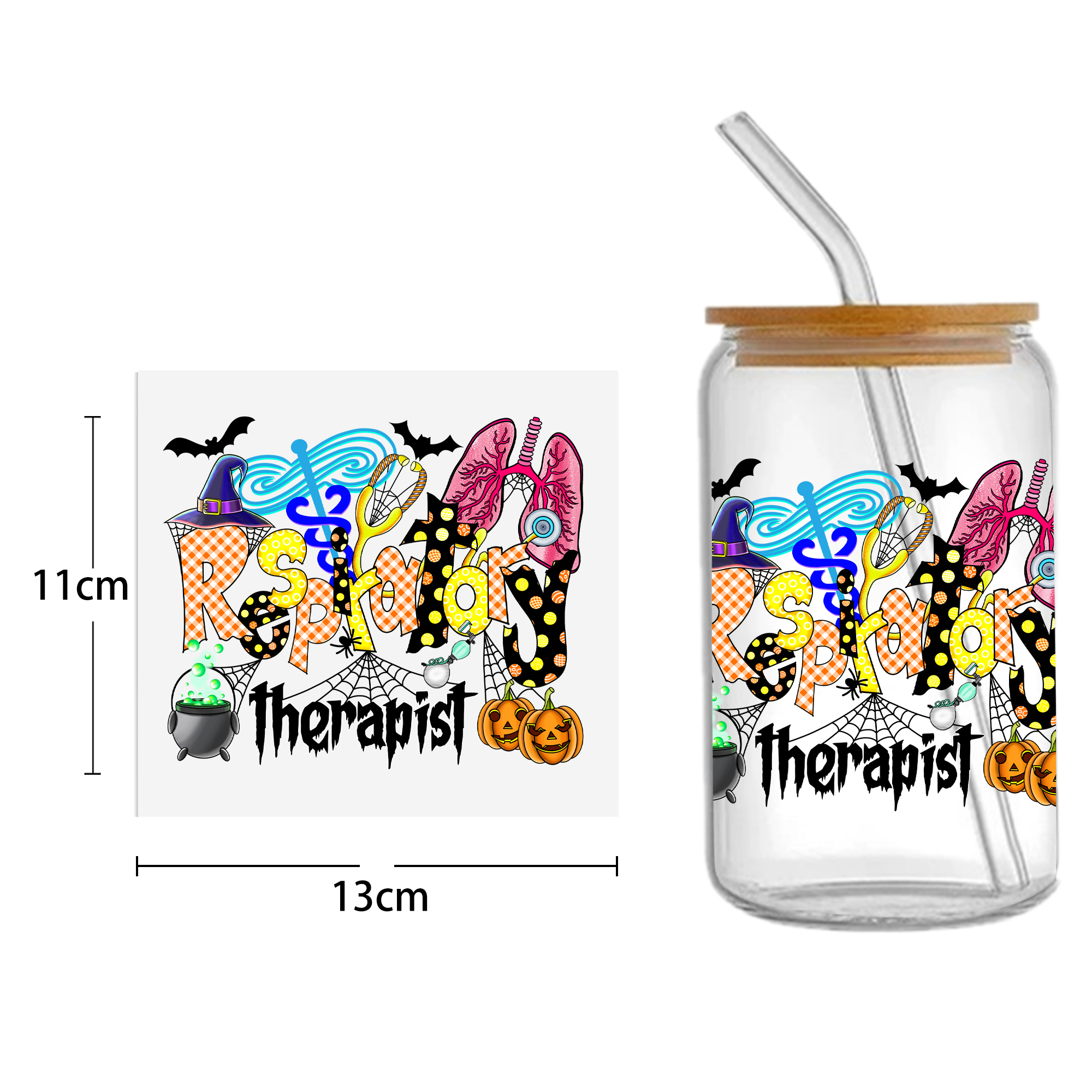 Halloween Skull 16oz Tumbler Template DTF Sticker Cup Cool Personalize UV Wrap Transfer Sticker Custom Label DIY Waterproof - Image 18
