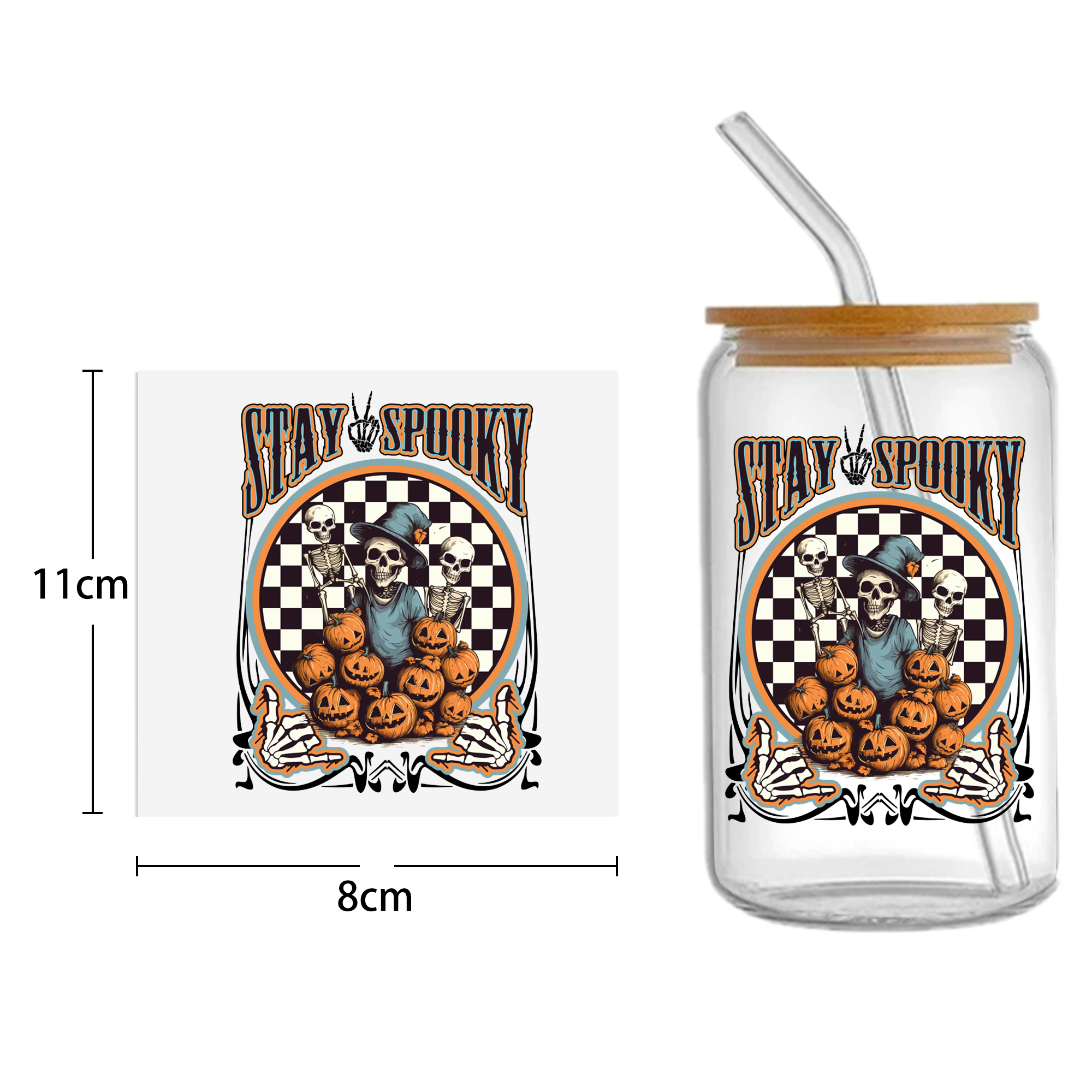 Halloween Skull 16oz Tumbler Template DTF Sticker Cup Cool Personalize UV Wrap Transfer Sticker Custom Label DIY Waterproof - Image 19